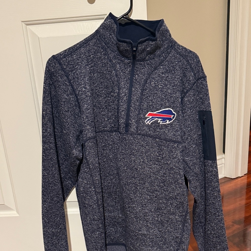 Antigua Men's Heathered Navy Zip-Up Sweater